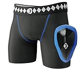 Diamond MMA Compression Shorts Jock Strap Athletic Cup Groin Protector System - Small | Athletic Supporters for Men with Cup for High Impact Sports | Compression Shorts w/Built in Jockstrap with Cup