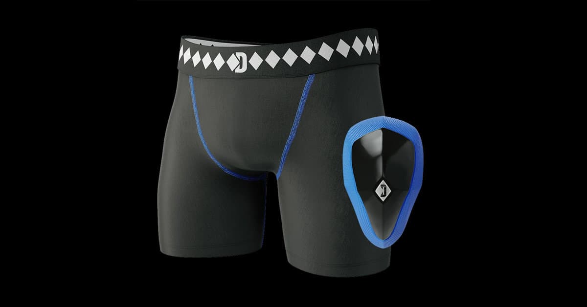 Black/Blue Diamond MMA Compression Shorts with Groin Protection Cup System