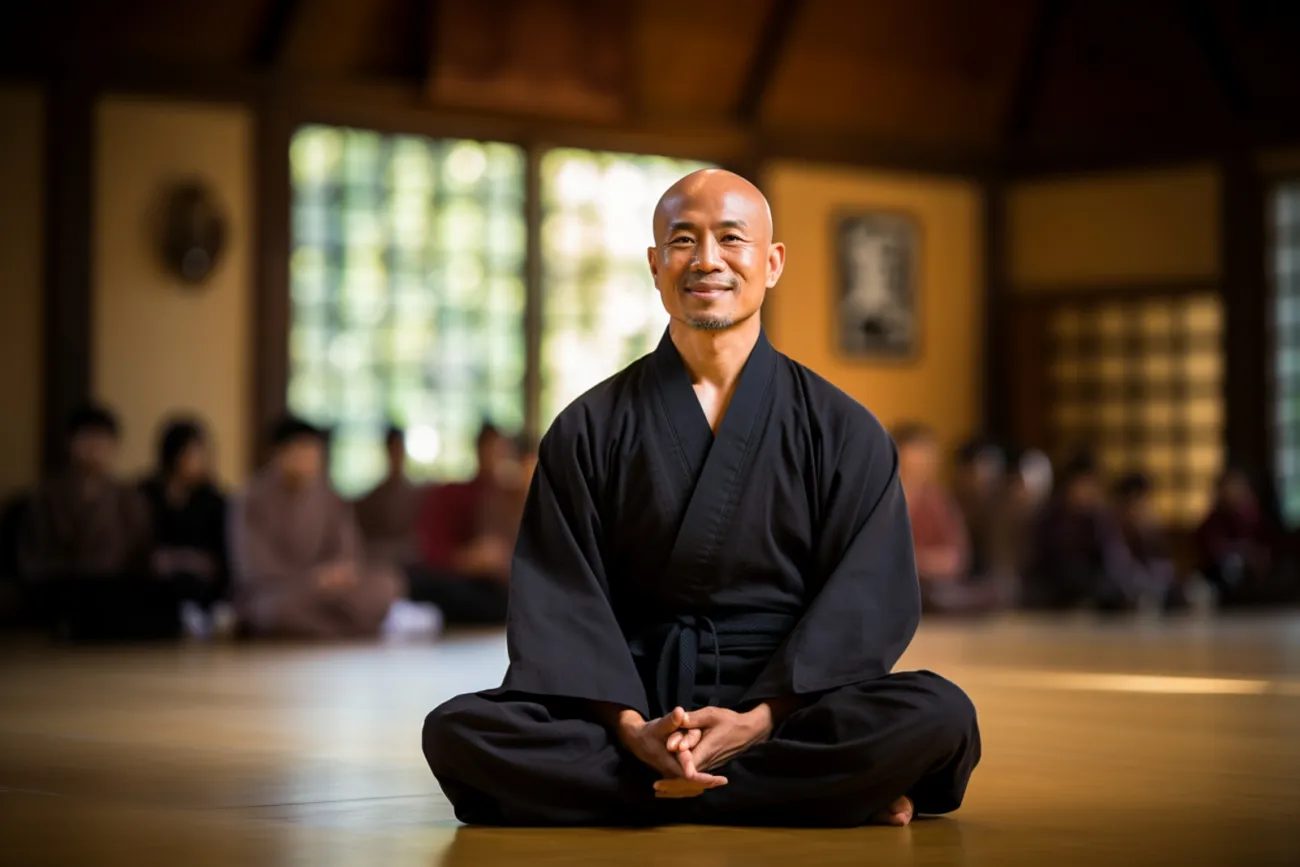 Sensei bowing in dojo, exemplifying the respect associated with the title Sensei