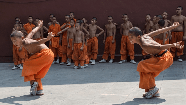 A Kung Fu training in a monastery