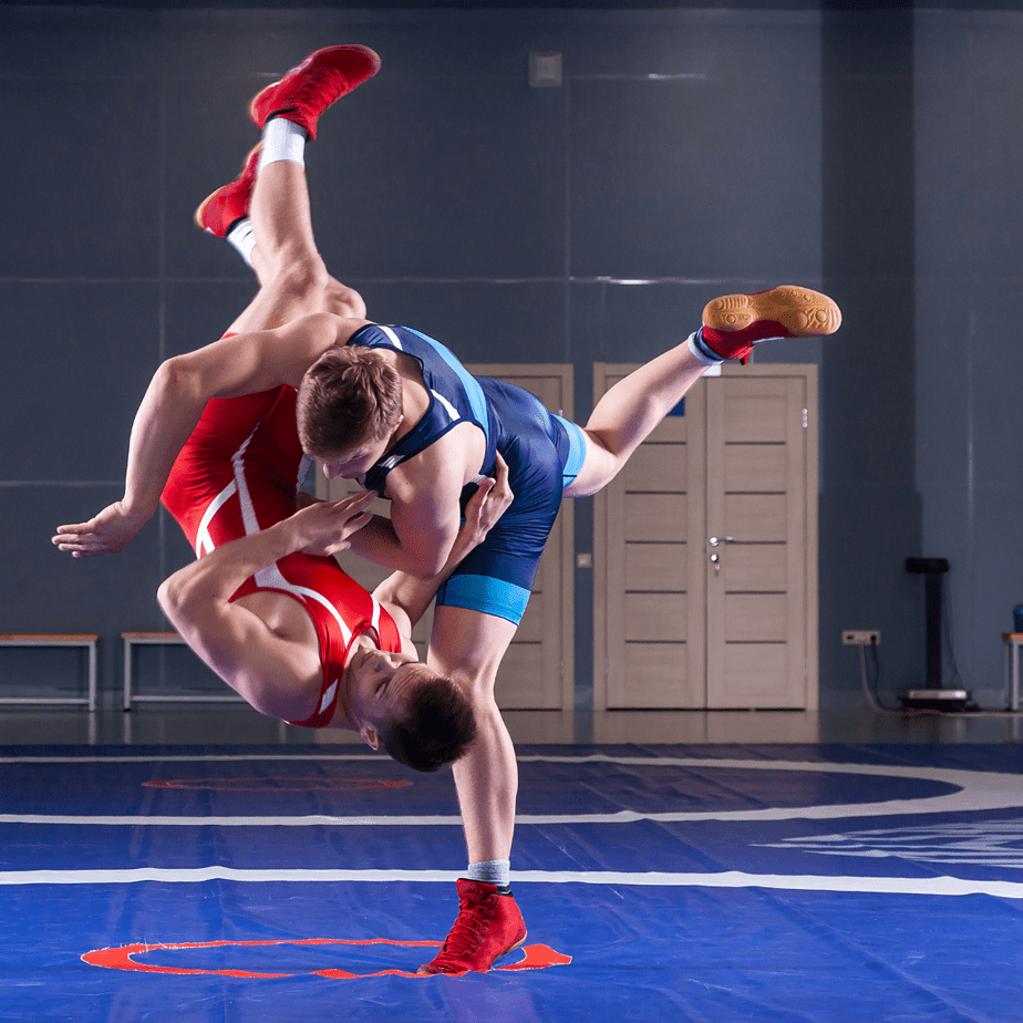 A wrestling hold move demonstration