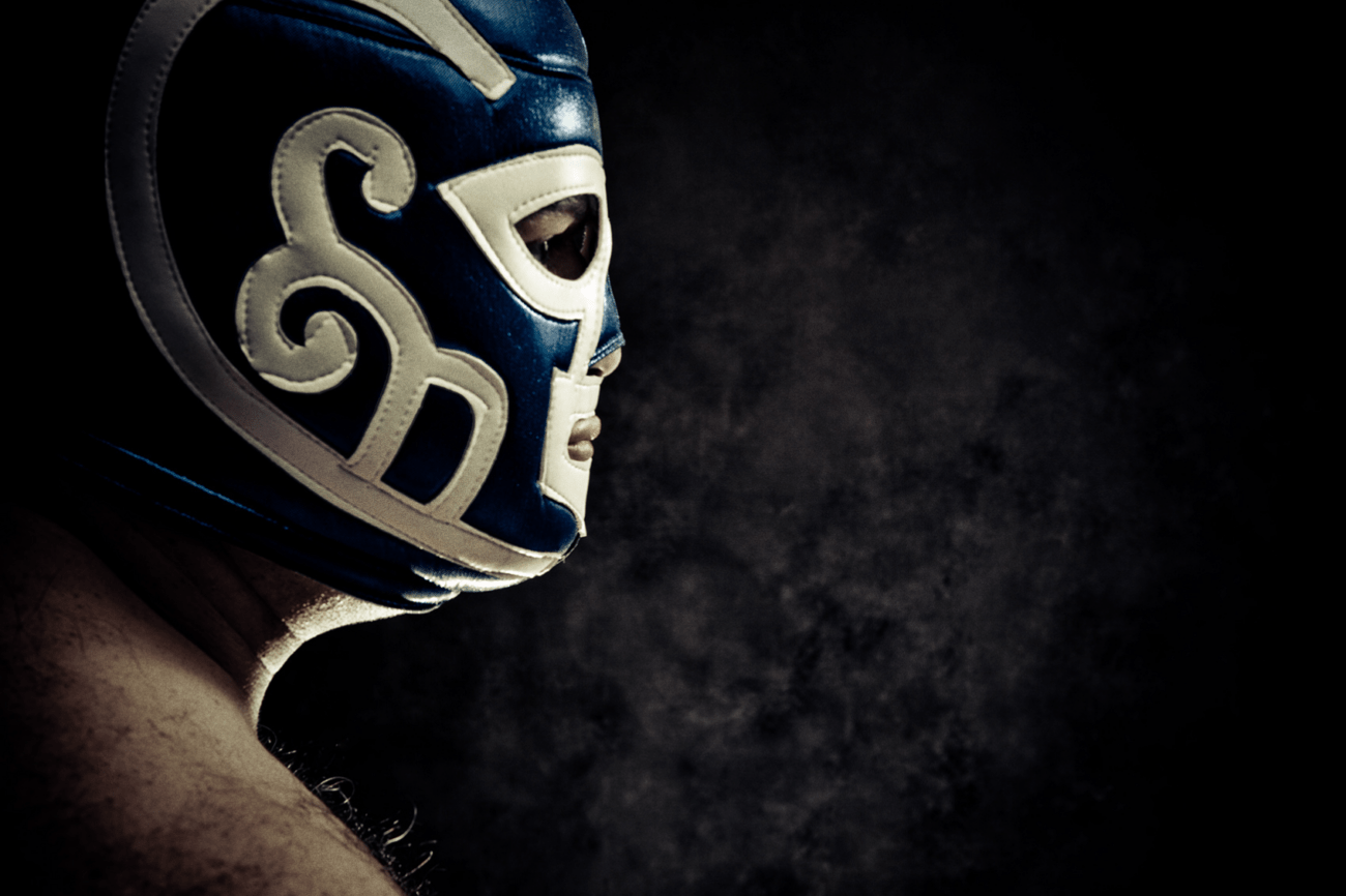 A luchador profile view